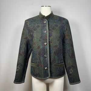 Geiger Austria Vintage Women's Green Floral Blazer Wool Blazer coat Size 38 M 8
